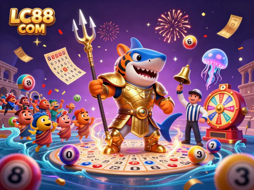 Engage players at LC88 COM with thrilling lottery and game elements in an underwater colosseum.