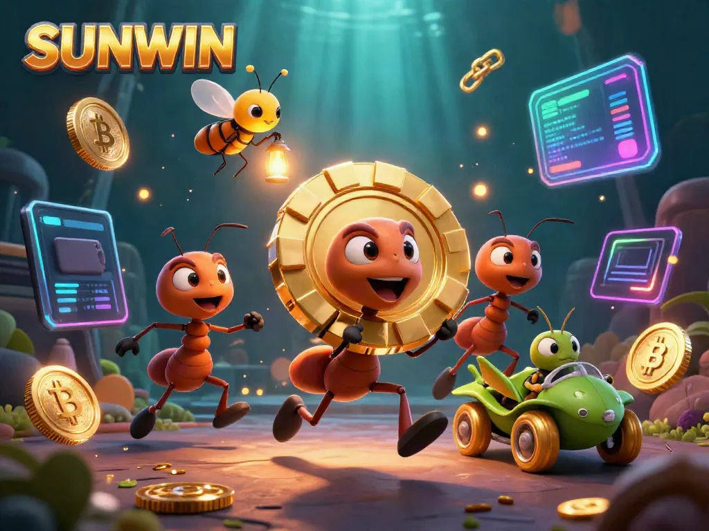 Join the heist with SUNWIN's daring team of ants as they steal a massive golden poker chip in a vibrant casino adventure.