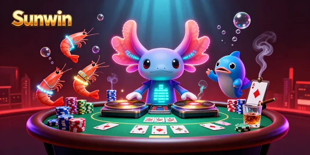 Sunwin players enjoy vibrant gameplay with dynamic visuals in this lively casino illustration.