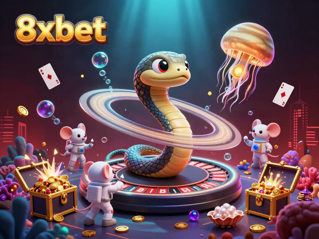 Engage in thrilling bets with 8xbet on cosmic roulette featuring cartoon characters and vibrant treasures