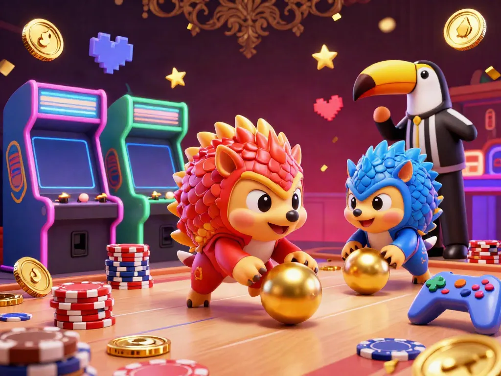 ok8386 pangolins racing through poker chips, showcasing vibrant gaming action.