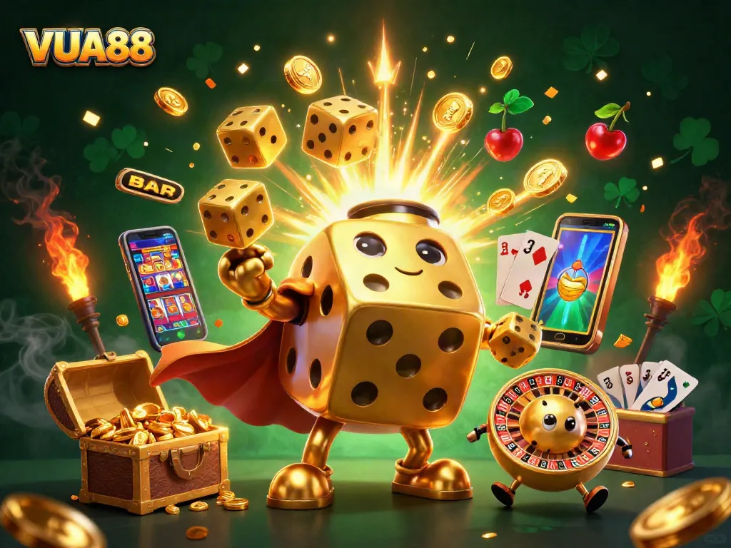 Experience thrilling gameplay with VUA88's vibrant casino scene featuring dynamic characters and rich visual elements.