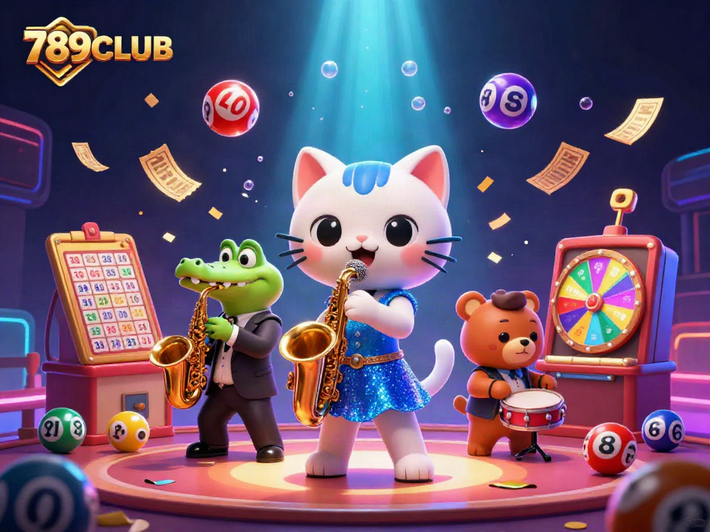 Join the excitement at 789CLUB with vibrant casino characters and dynamic lottery elements!