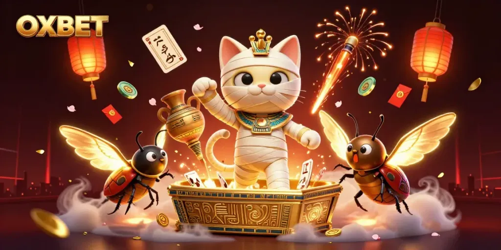 Engage in exciting gaming adventures at OXBET with vibrant characters and dynamic casino elements.