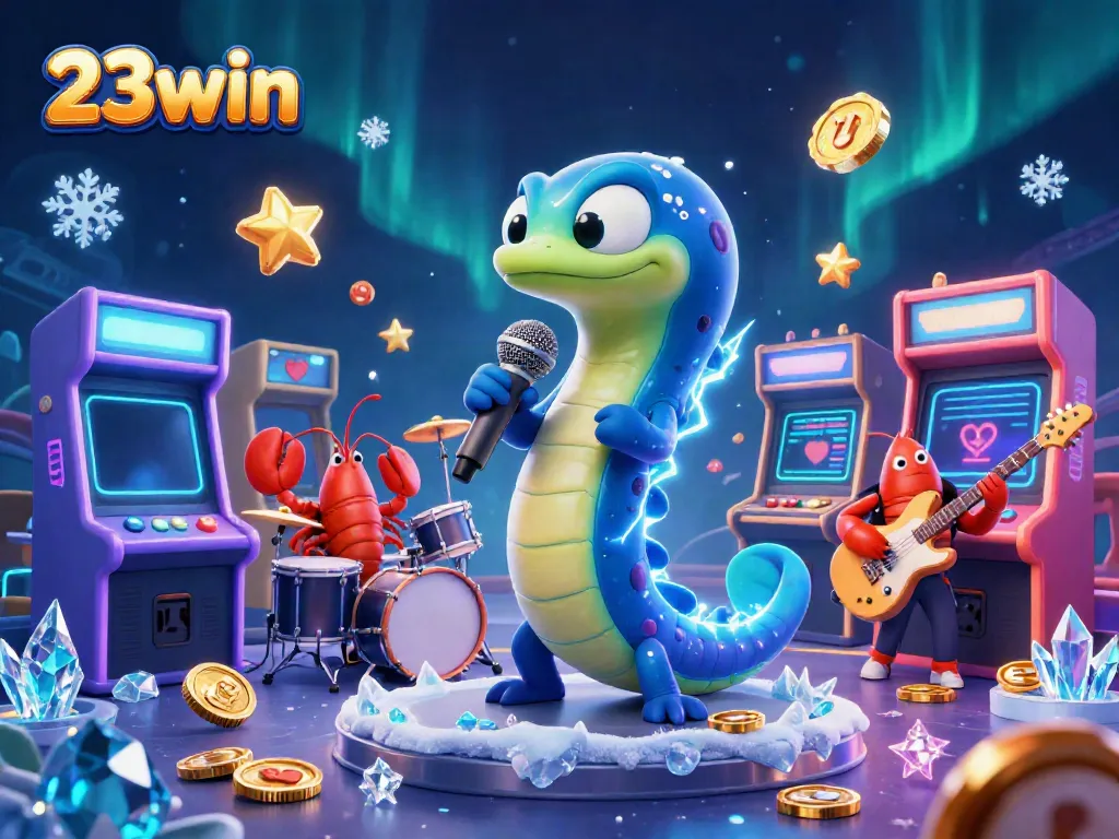 Experience thrilling gaming with 23win in this vibrant underwater casino scene featuring lively characters.