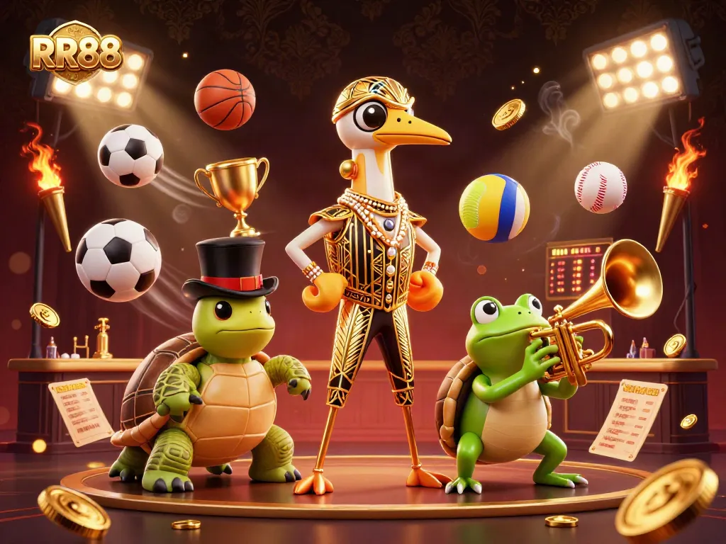 Engage with RR88 in a vibrant casino scene featuring dynamic characters and gambling elements.