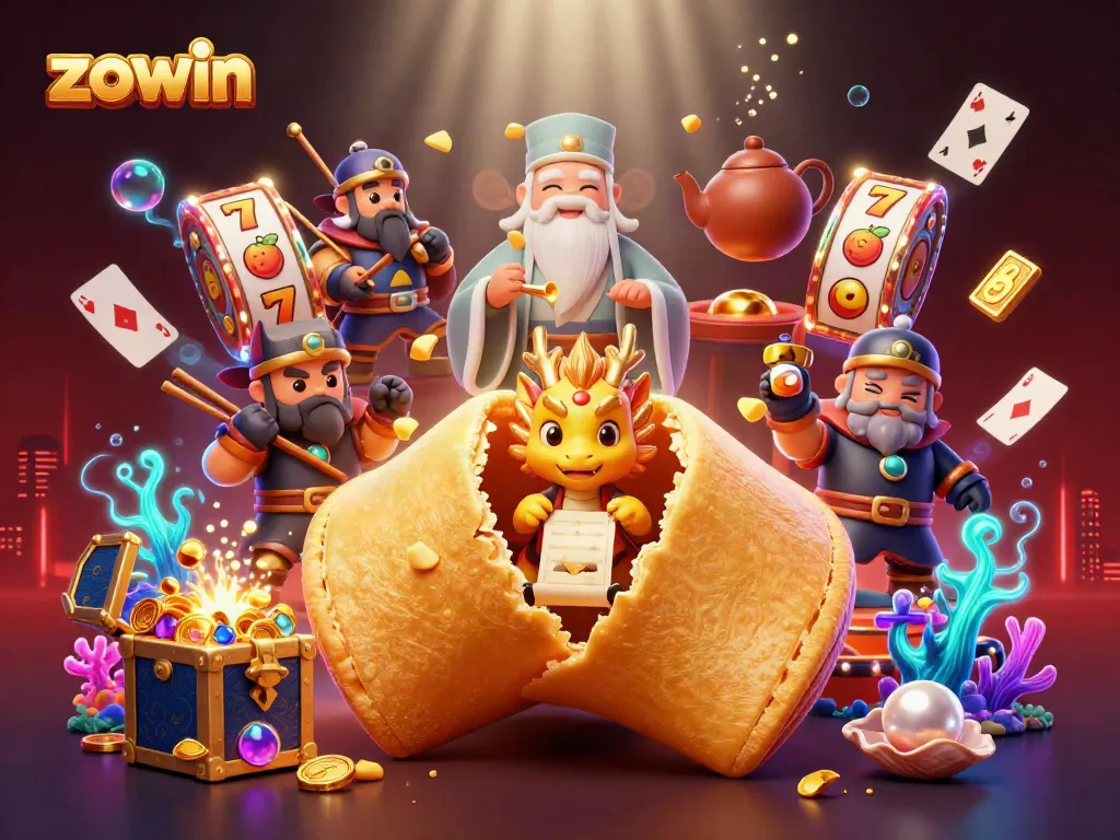 Experience thrilling gameplay with Zowin's vibrant 3D casino characters and golden treasures in action.