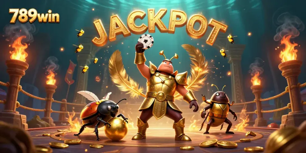 Engage in thrilling action at 789win with lucky beetles in a vibrant casino scene.
