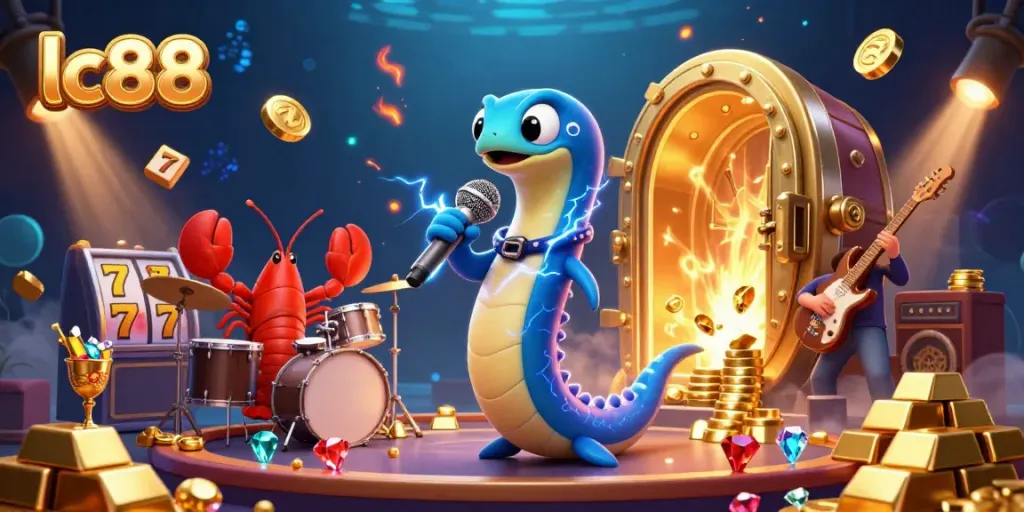 Experience lc88 with a vibrant underwater casino DJ show featuring a 3D electric eel, lobster drummer, and seahorse guitarist.
