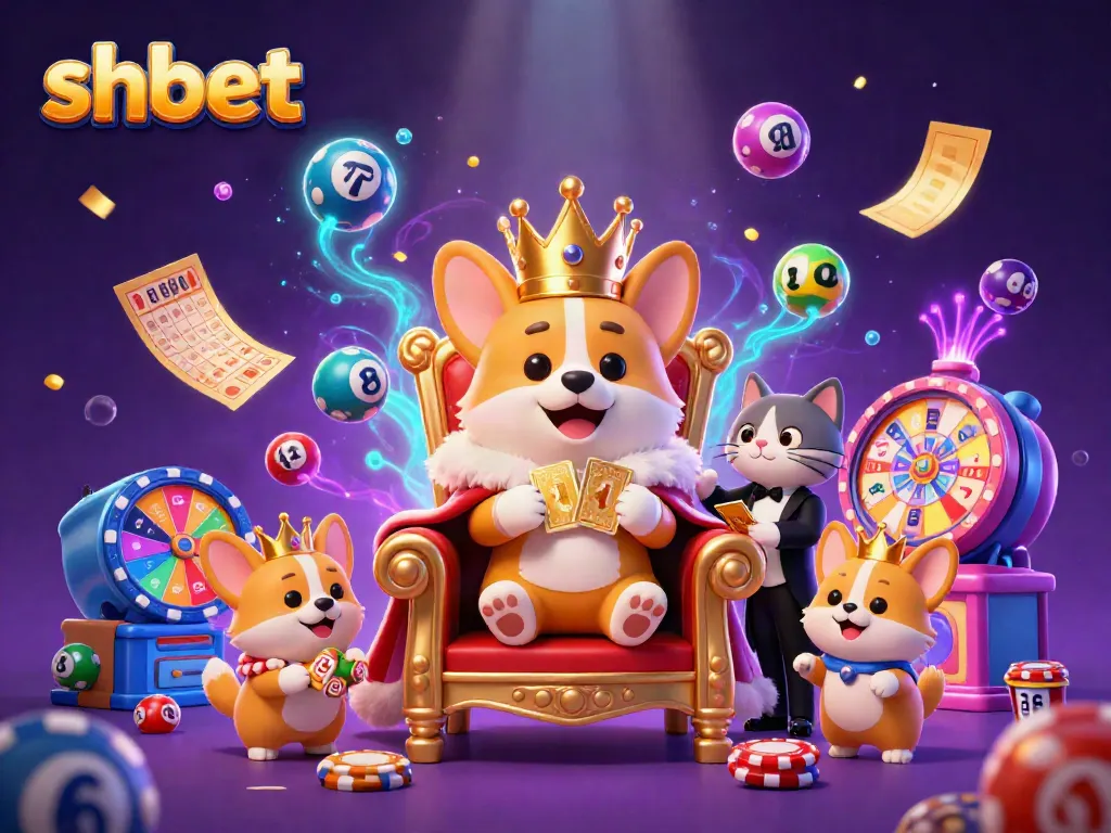 Experience the excitement of shbet with a whimsical royal corgi scene, featuring vibrant gaming elements.