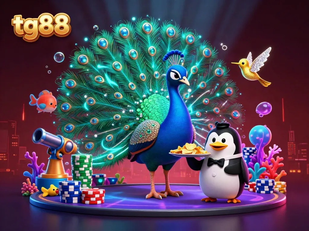 Engage in thrilling fish shooting action with tg88, featuring vibrant characters and underwater elements.