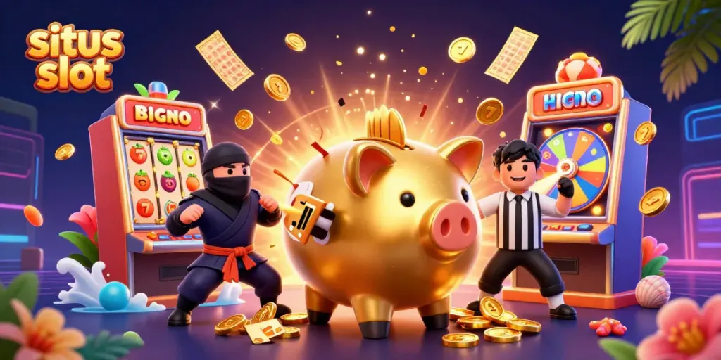 Menyaksikan situs slot dengan karakter piggy bank emas dalam aksi luar biasa.