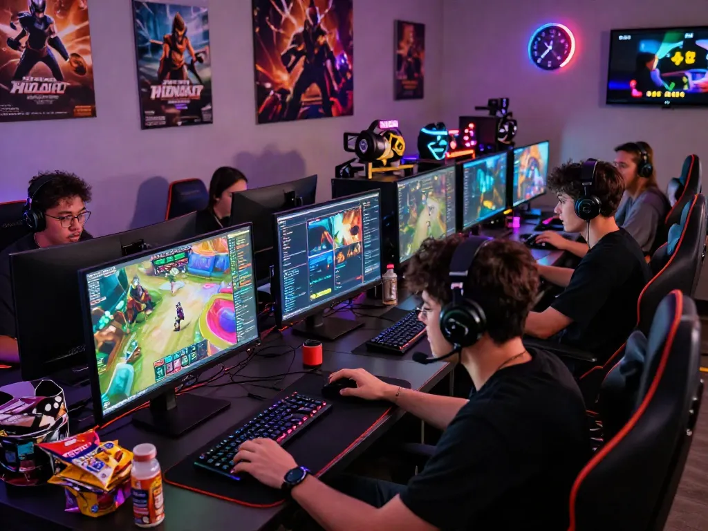 Engaged gamers at a high-tech setup showcasing warung168 game experience.