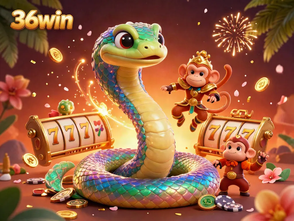Experience the exciting gameplay at 36win with vibrant scenes of slot reels and lively characters.