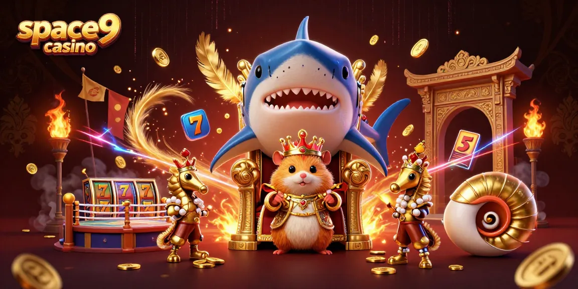 Experience thrilling gameplay at space9 casino with dynamic 3D illustration of unique casino elements.