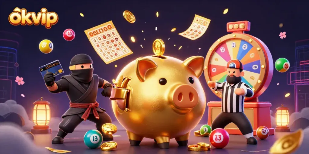 Experience the thrill of okvip casino with exciting characters and vibrant lottery elements.