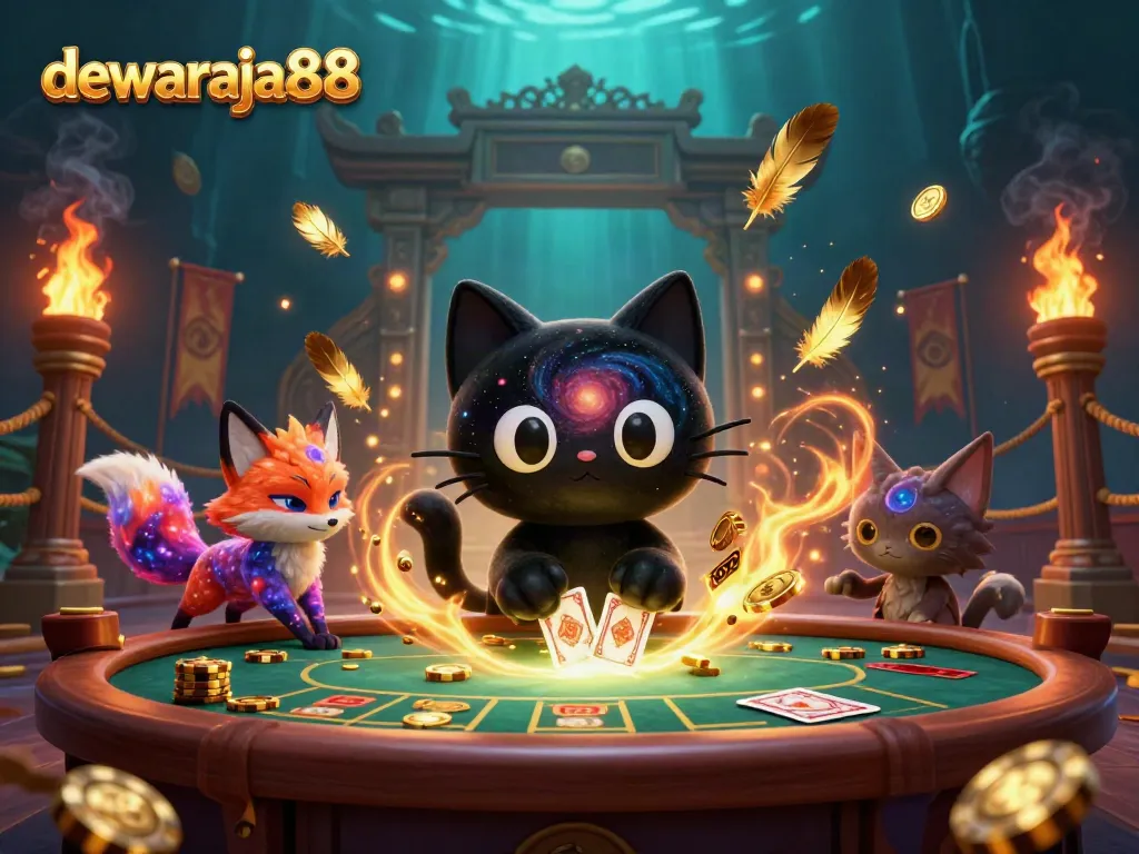 Dewaraja88 membawa keberuntungan dengan kucing hitam galaksi dan anjing nebula di kasino digital.