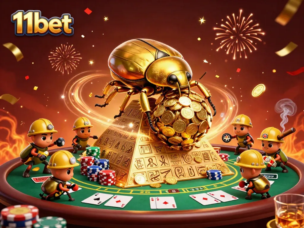 Experience the thrill of 11bet with a vibrant casino-themed illustration showcasing excitement and fun.