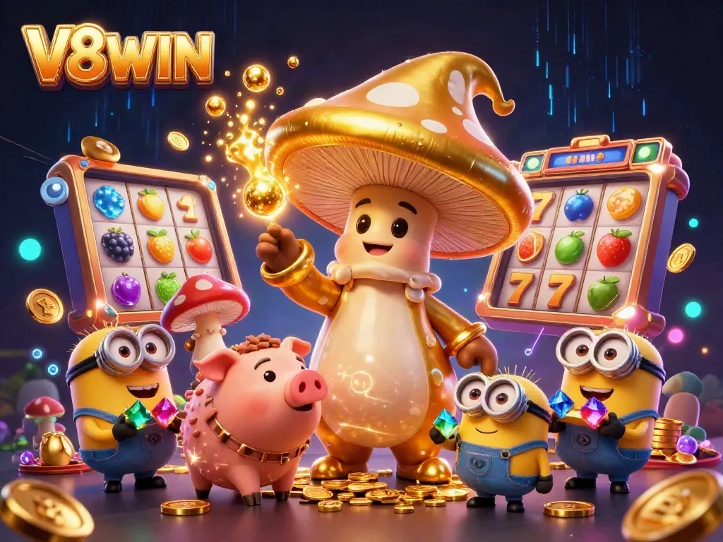 Engage with V8WIN's magical golden wizard and casino adventure in a vibrant, enchanting world.
