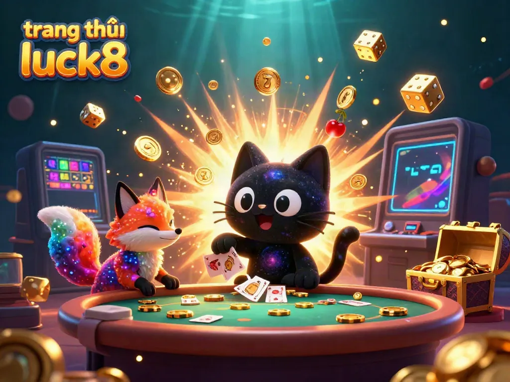 Engage with the vibrant casino action at trang chủ luck8 with a dynamic scene featuring cosmic characters and jackpot excitement.