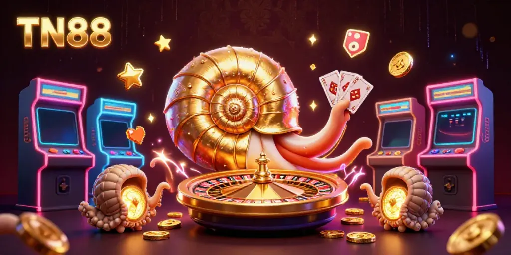 Experience exciting moments with TN88, featuring a vibrant scene of a giant nautilus and colorful gaming elements.