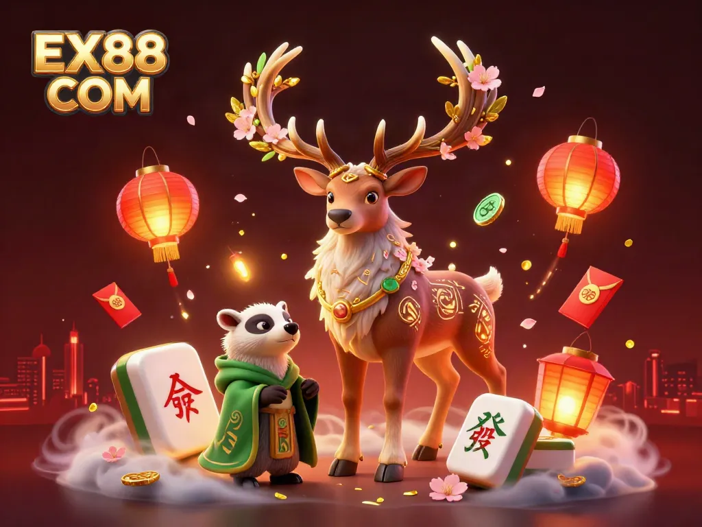 Engage with EX88 COM through enchanting 3D gaming art showcasing rich casino elements.