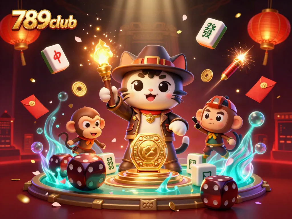 Engage in exciting gameplay with 789club as the adventurous cat discovers golden casino artifacts!