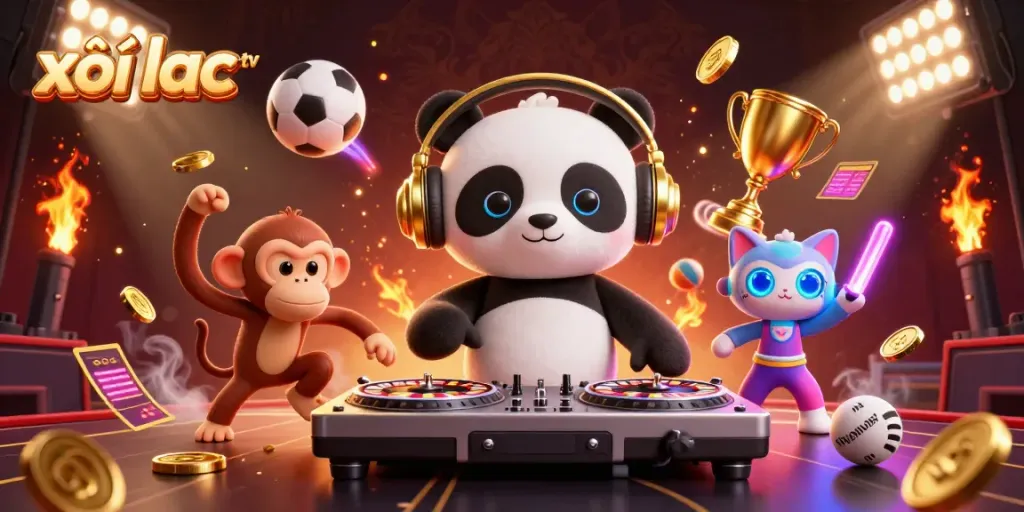 Experience xôi lạc tv with a vibrant 3D casino scene featuring animated characters and exciting gaming elements.