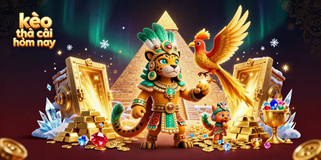 Experience kèo nhà cái hôm nay with dynamic visuals of a Mayan priest, gold treasures, and vibrant details.