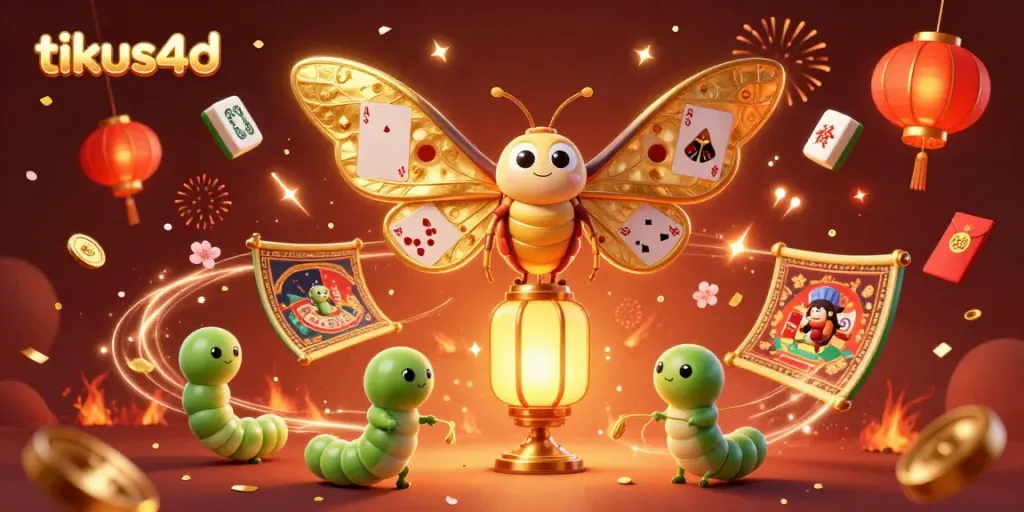Engage with tikus4d's captivating golden moth and casino-themed environment in 3D.