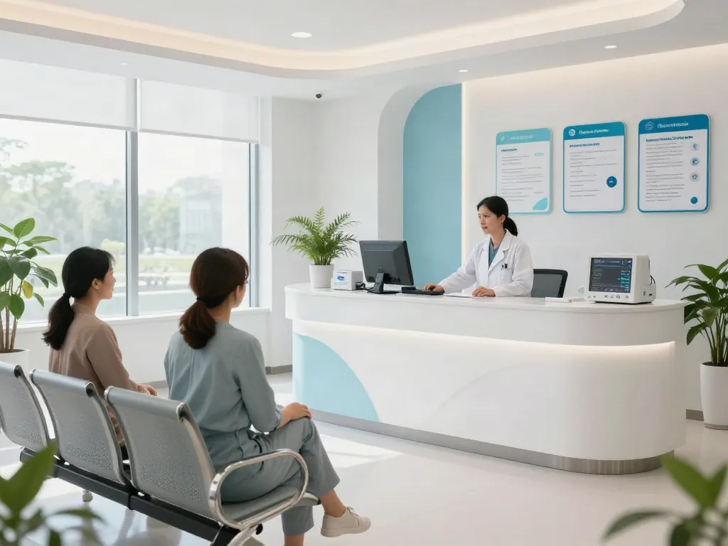 This healthcare scene depicts a medical facility offering patient care, emphasizing compassionate services in a holistic wellness setting, including a focus on situs togel.