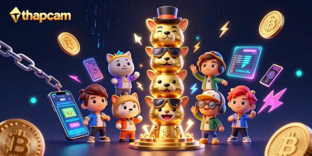 Experience thrilling gameplay with thapcam's vibrant 3D casino digital illustration filled with excitement.