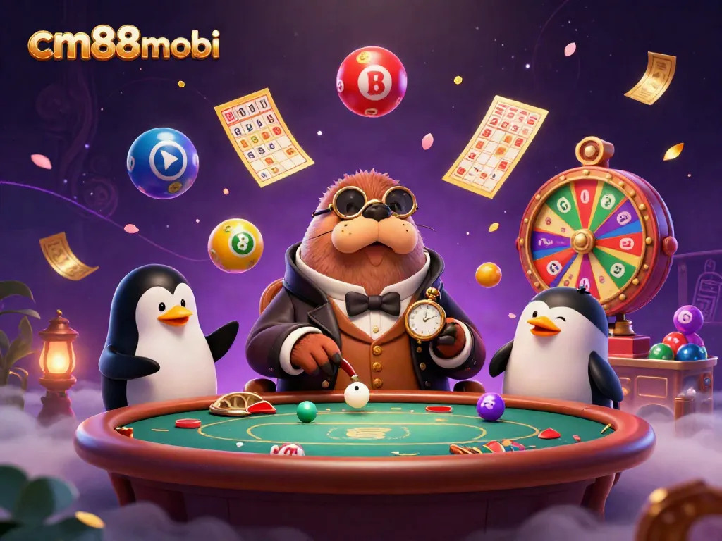 Engage with the immersive world of cm88mobi's underwater casino, featuring a whimsical scene with a jolly walrus and dynamic gaming elements.