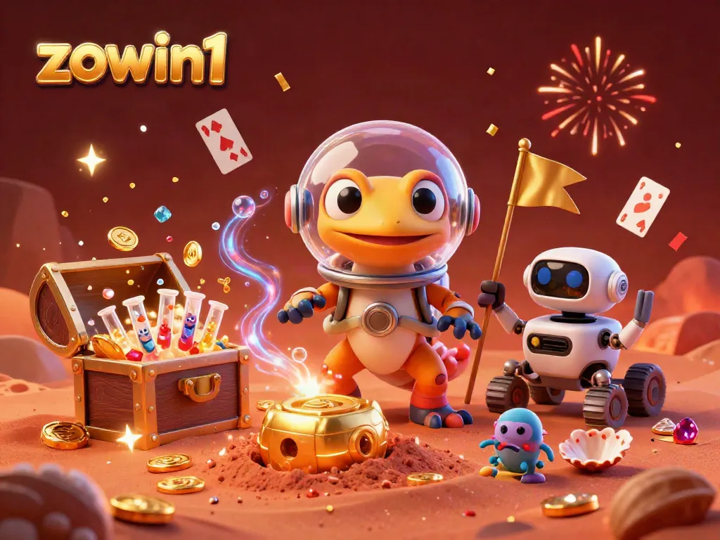 Experience thrilling winnings at zowin1 with a vibrant Martian-themed casino scene.