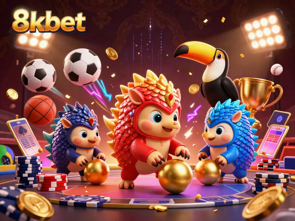 Experience thrilling action with 8xbet pangolin rivals bowling poker chips amidst vibrant casino atmosphere.