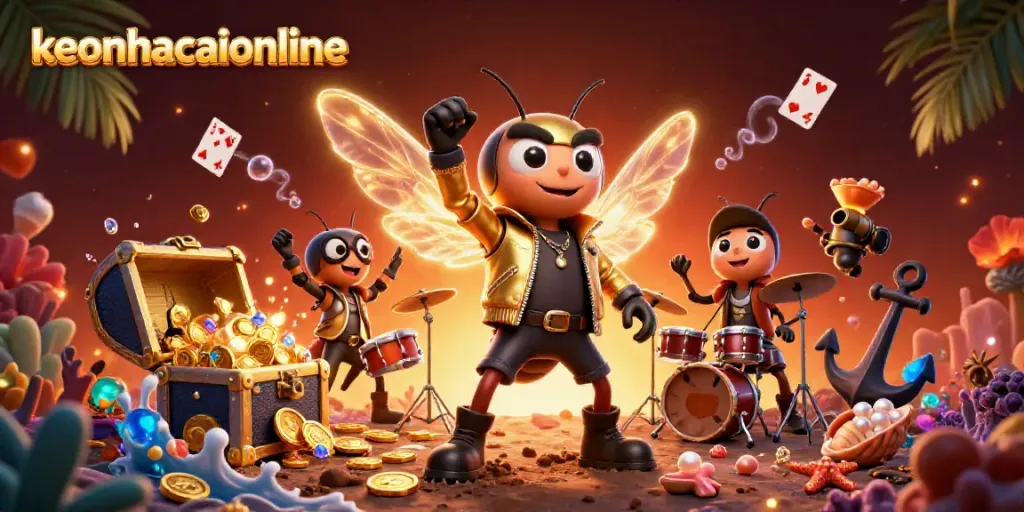 Experience thrilling moments with keonhacaionline as a rock star ensemble captivates the audience in a vibrant casino scene.