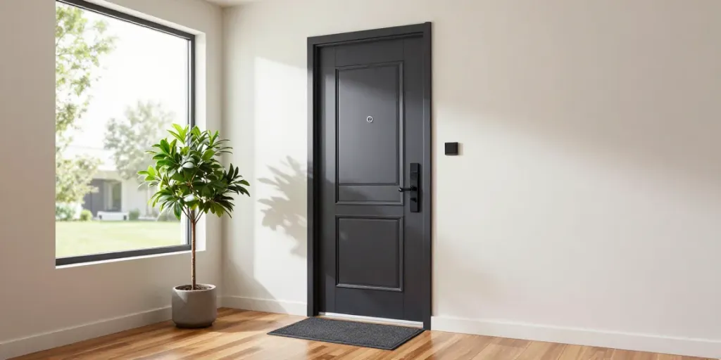 Modern custom UPVC door enhancing stylish home entryway with natural light.