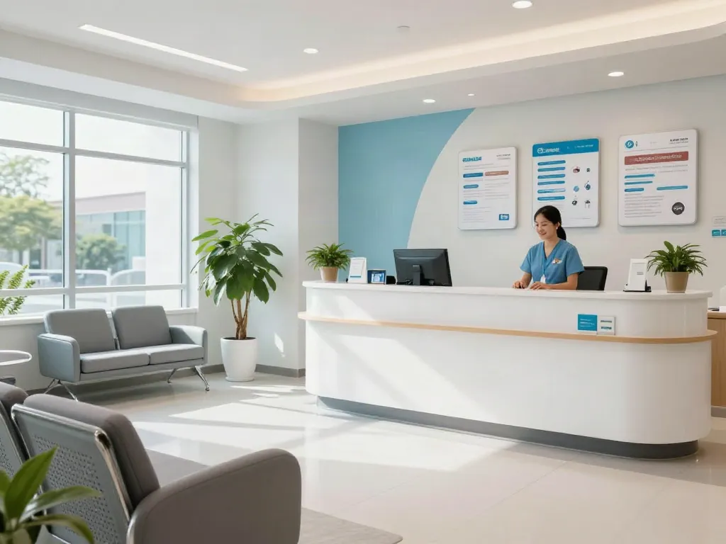 View of a modern medical clinic emphasizing patient care with comforting link slot features.