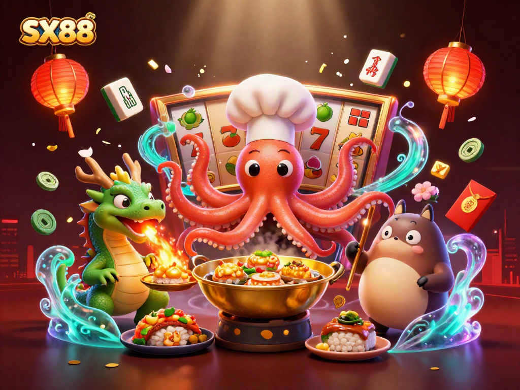 SX88 transports players into a vibrant slots adventure filled with gold, fun characters, and festive elements.
