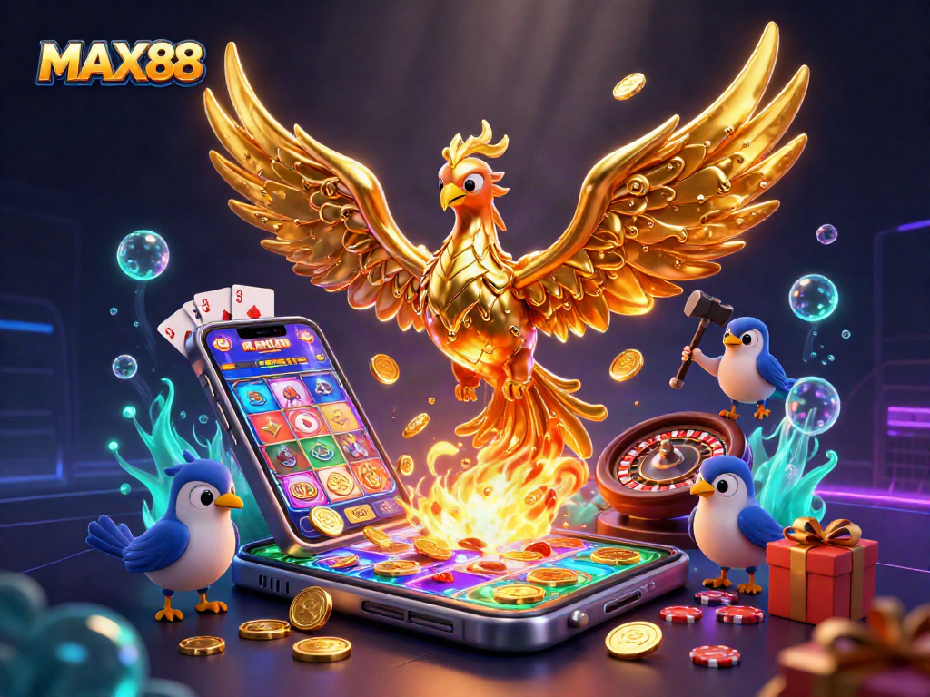 Experience MAX88's thrilling gameplay with golden phoenix and dynamic casino elements.