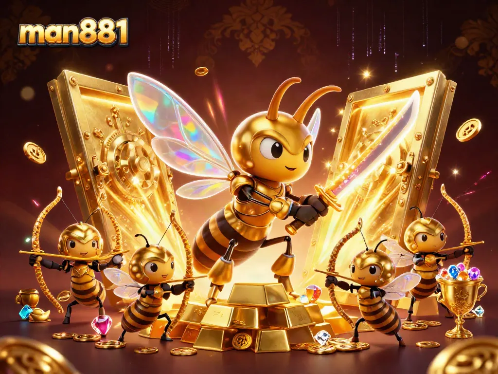 Experience excitement at man881 with samurai hornets battling amidst shining treasures.