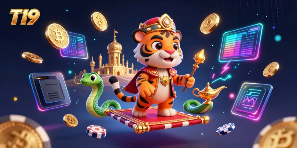 Engage in thrilling gameplay at T19, featuring a magical casino realm with animated elements.