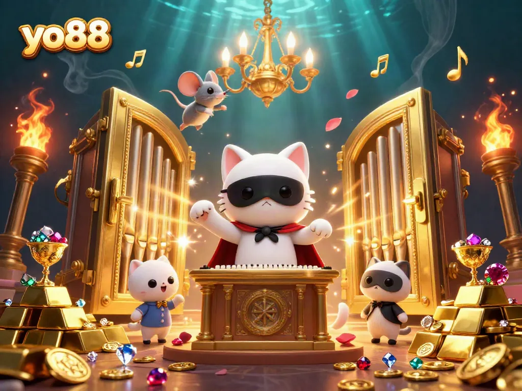 You can win big on yo88 as a magical scene showcases treasures and a casino ambiance.