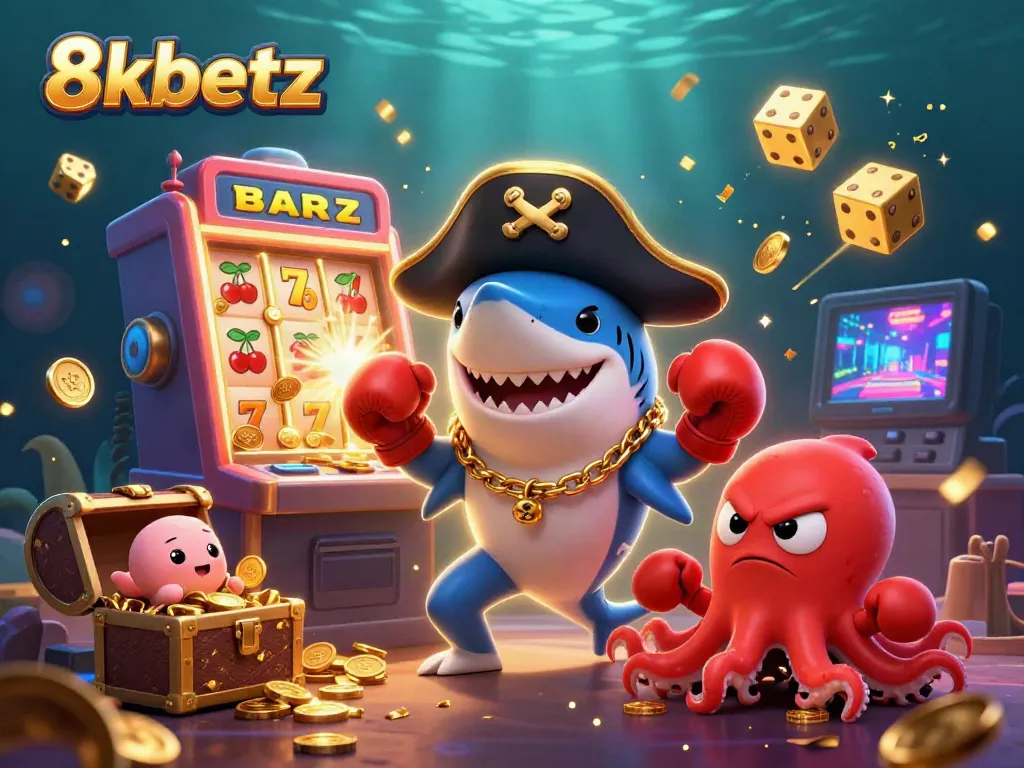 Experience thrilling jackpots and fun with 8xbetz's exciting casino scene featuring colorful characters.