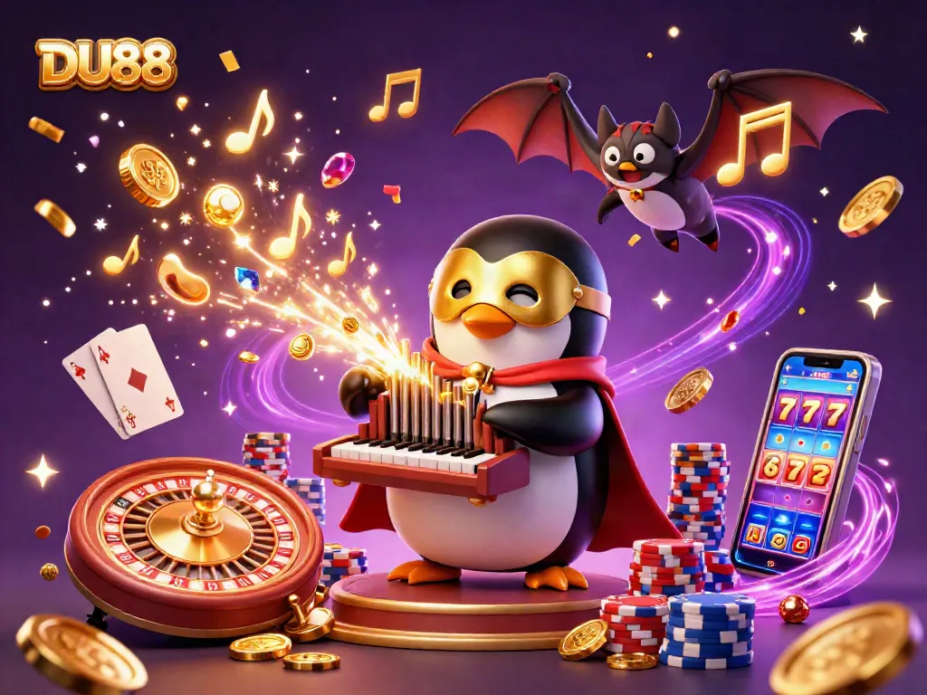 Experience the excitement of DU88 with a vibrant casino scene featuring animated characters and dynamic elements.