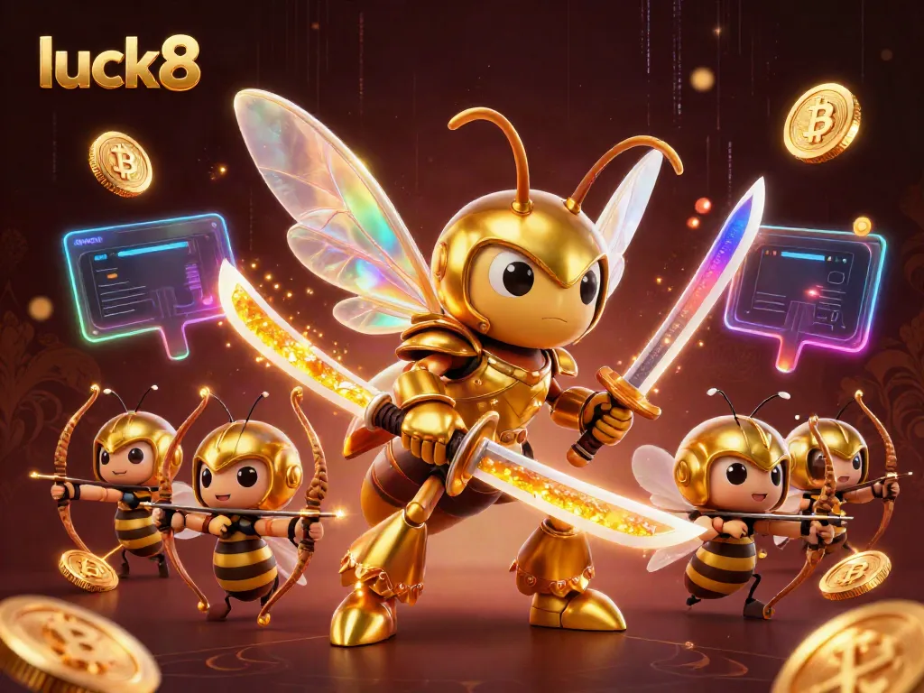 Engage with luck8's immersive gaming features through an exciting illustration of cryptocurrency themes.