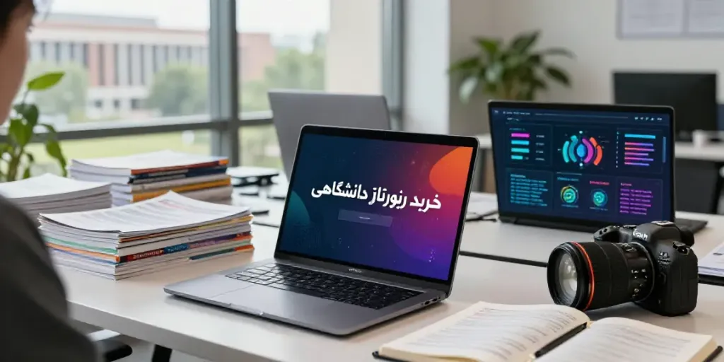 خرید رپورتاژ دانشگاهی در یک دفتر مدرن با نمایش پروژه های دانشگاهی