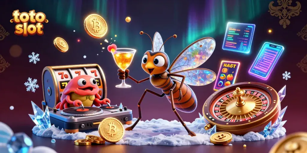Gambarlah permainan toto slot dengan simbol keberuntungan dan perayaan jackpot yang memikat.
